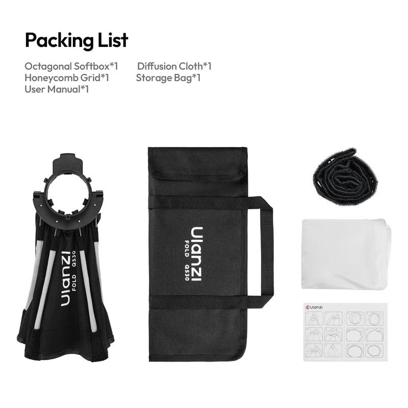 Ulanzi QS30 Octagonal Softbox ( Mini Bowens Mount. Honeycomb Grid & 30cm) - Image 7